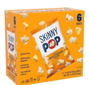 lot 1445 image: SKINNY POP 3.9 oz Dairy Free White Cheddar Flavored Popcorn - Pack of 6