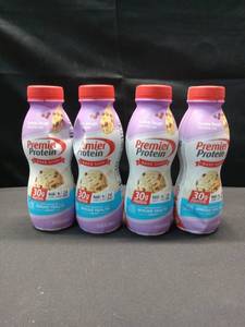 lot 1457 image: 4 Count Premier Protein Bake Shop Cookie Dough Shake 11.5 Oz