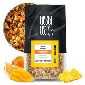 lot 1465 image: Tiesta Tea - Maui Mango  Immunity Loose Leaf Fruit Tea  Caffeine Free  GMO-Free  Make Hot or Iced Tea & Brews Up to 200 Cups - 16 oz Resealable Bulk Pouch