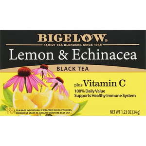 lot 1466 image: Bigelow Lemon and Echinacea Plus Vitamin C  Black Tea Bags  18 Count