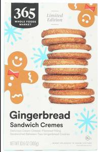 lot 1501 image: 365 Whole Foods Market Gingerbread Sandwich Cremes 10.6 Oz