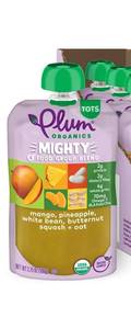 lot 1523 image: Plum Organics - 12 Months Organic Baby Food - Mango, Pineapple, White Bean, Butternut Squash & Oat - Non-GMO - On-The-Go Pouches for Baby & Toddler - Quality Tested Ingredients - 3.75 oz (Pack Of 6)