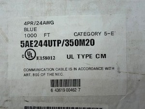 lot 3156 image: Used Box of Blue Cat 5E wire
