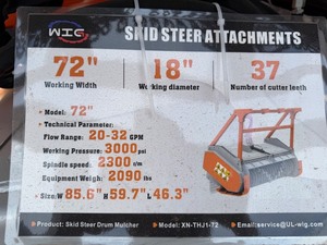 lot 3144 image: Unused WIG Drum Mulcher (XN-THJ1-72)