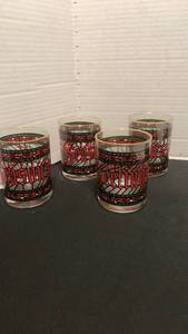 lot 1169 image: Houge Christmas Stained Glass Style Drinking Glasses