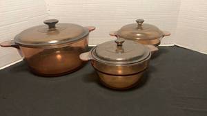 lot 1176 image: Corning Vision Amber Glass Cookware Set