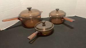 lot 1177 image: Corning Vision Amber Glass Cookware Set