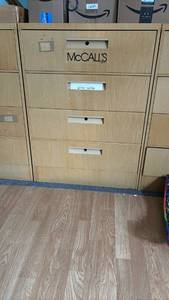 lot 1230 image: Metal McCalls Cabinets 37 Inches tall, 27 12 Inches wide and 25 inches deep