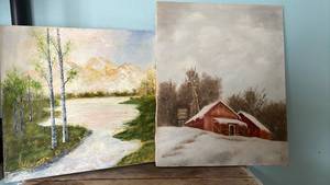 lot 1245 image: Two paintings.  Both are 16 x 20