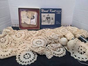 lot 1419 image: Weaving loom and incomplete tablecloth