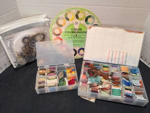 lot 1504 image: Embroidery floss in organizer, plus more