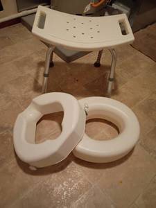 lot 1617 image: Shower Chair with 2 Toilet Risers