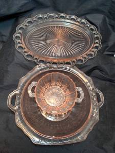 lot 1730 image: Pink Depression Glass