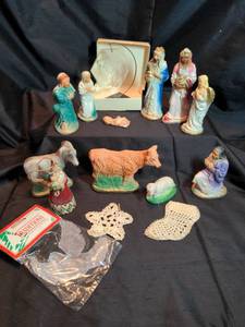 lot 1742 image: Nativity Scene Set and misc. Christmas