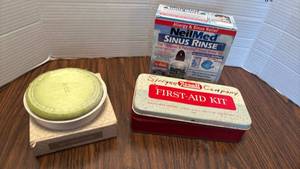 lot 1806 image: Rexall Company First Aid Kit with NeilMed Sinus Rinse and more