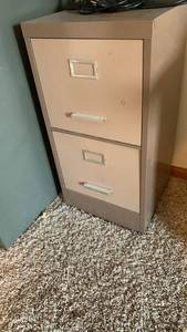 lot 1836 image: Two-Drawer Metal File Cabinet 30x15x14
