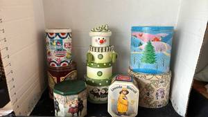 lot 2018 image: Christmas Box and miscellaneous tins