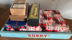 lot 2309 image: 1950s Parker Brothers Sorry Board Game and other Vintage Games