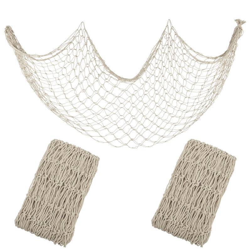 lot 23475 image: Decorative Fishing Net 5x10 ft,YuanDe 2 Pack Large Beige Picture Fish Net, Wall Photo Hanging Fishnet for Nautical Mermaid Pirate Ocean Themed Hawaii Beach Under The Sea Party Decorations