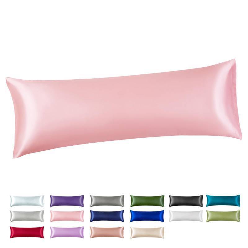lot 54140 image: Satin Body Pillow Cover, Pink Silky Cooling Satin-Silk Body Pillow Cases with Envelope Closure (20x54, Pink)