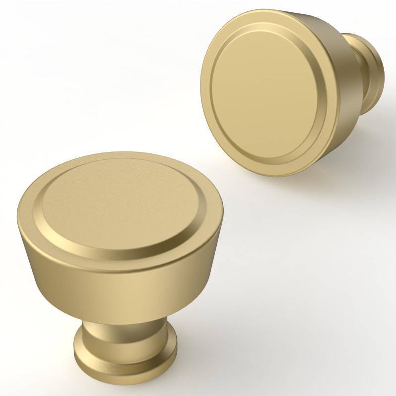 lot 55794 image: Asimerdeco 10 Pack Brushed Gold Cabinet Knobs 1-15 Inch(30mm) Single Hole Cabinet Pulls Round Kitchen Cabinet Knobs