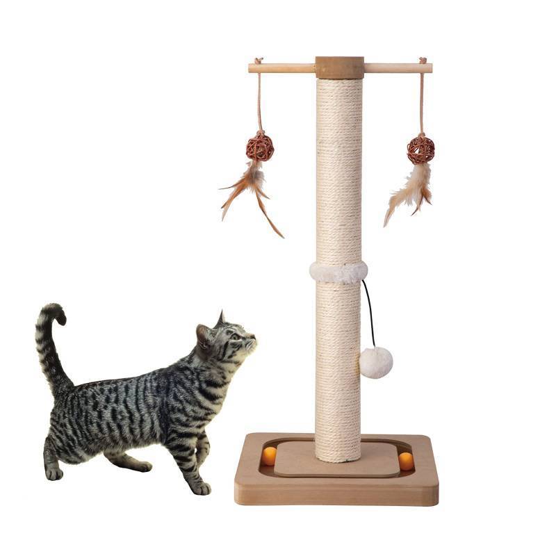 lot 24257 image: PEEKAB Cat Scratching Post Sisal Scratch Posts for Indoor Kittens and Cats,with Interactive Tracking Toys Suitable for Vertical Scratcher of Small and Medium-Sized Cats 25 Inches Beige