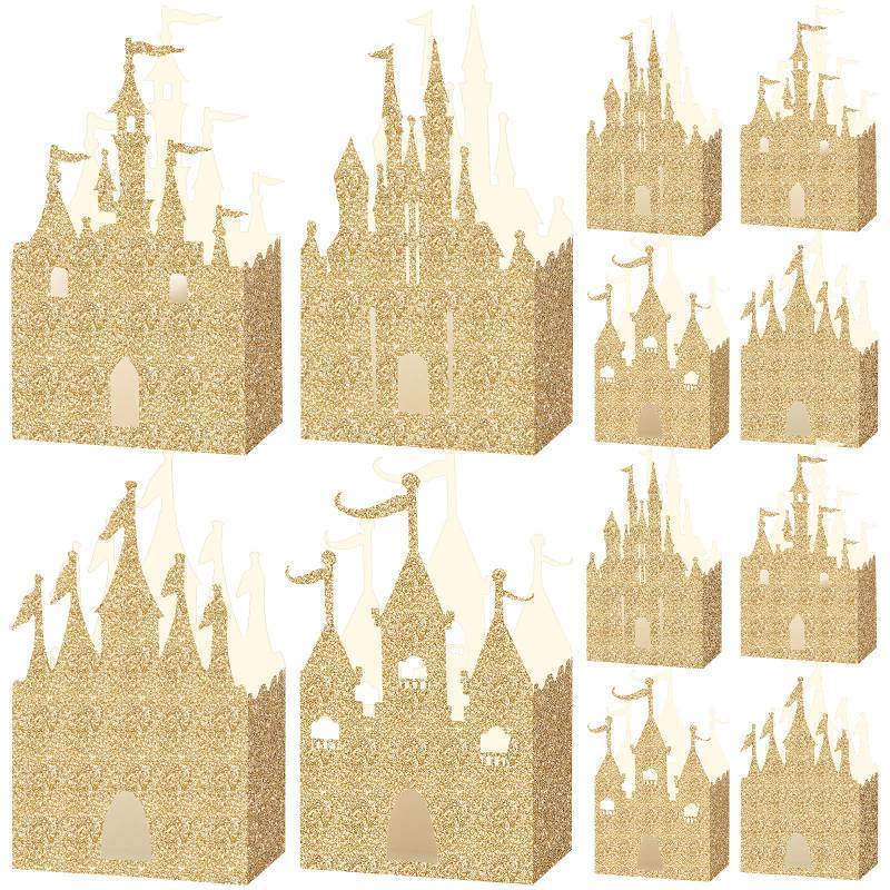 lot 39748 image: Geiserailie 20 Pieces Castle Box Princess Candy Box Glitter Castle Favor Treat Gift Princess Party Decorations Baby Shower Wedding Supplies(Gold)