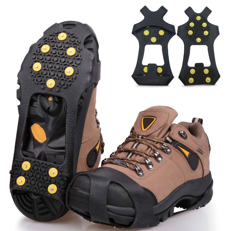 lot 29813 image: Ice Snow Cleats for Shoes Boots,Walk Traction Cleats Rubber Crampons Anti Slip 10-Stud Winter Ice Cleat Slip-on Stretch Footwear for Women Men Kids - Retail $13