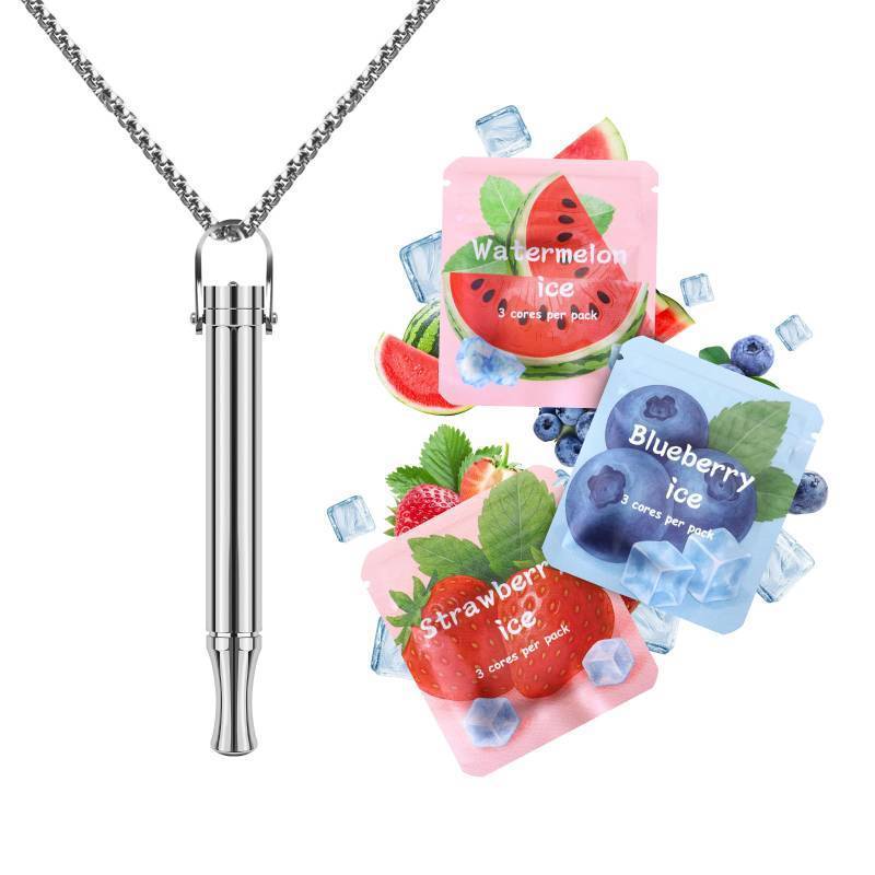lot 29815 image: Astofli Stop Smoking Inhaler Breathing Necklace - (Resistance Upgraded Version) Quit Smoke Anxiety Relief Flavored - Smokeless Quitting Breathing Free - Air Inhalers Device with Flavor Pack - Retail $20