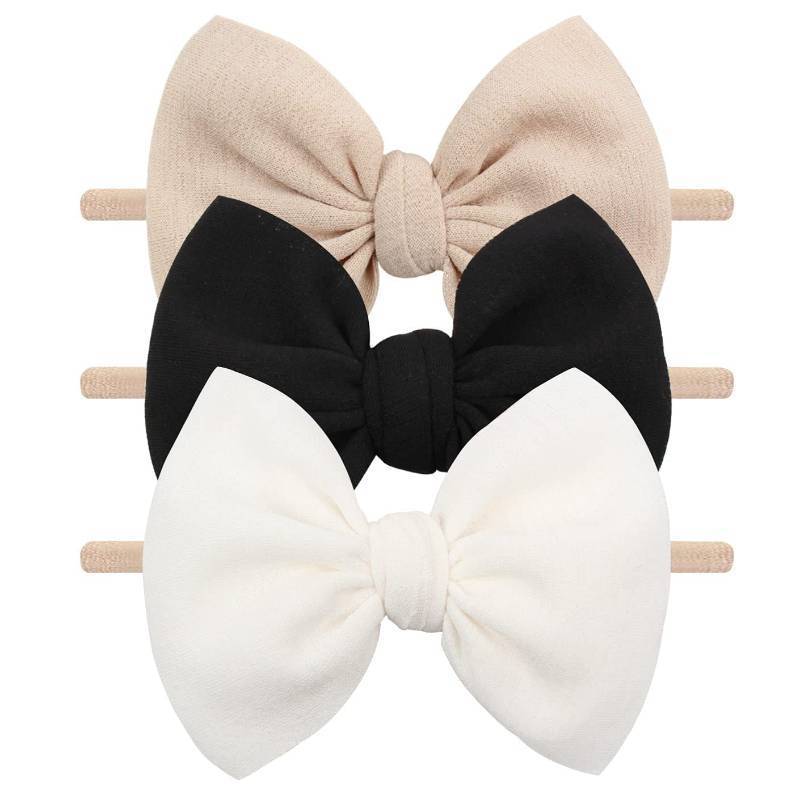 lot 39920 image: YanJie 3 Pcs Soft Headbands Baby Girls Nylon Headband with Hair Bow Hairbands Hair Accessories for Newborn Infant Toddler Kids - Retail $6