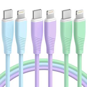 lot 26733 image: 3 Pack 6 FT USB C to Lightning Cable MFi Certified iPhone Charger Fast Charging Type C to Lightning Cable Fast Charging Cord Compatible with iPhone 14 13 12 11 X 8 Pro Max Plus and More - Retail $6