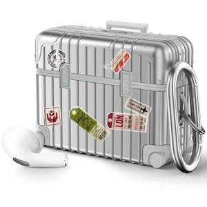 lot 26745 image: KOREDA Compatible with AirPods Pro 2nd1st Generation Case Cover, Cute Funny Suitcase Design Case for Airpods Pro 2nd1st Gen, Fashion Protective Hard Case for Women Men with Keychain (Silver) - Retail $10