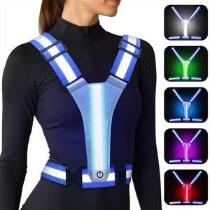 lot 26752 image: SAWNZC LED Reflective Vest Running Gear, 5 Colors Lights Up Running Vest for Night Walking Cycling Jogging, Adjustable Size for Men Women Kids, Rechargeable and High Visible (1, Blue) - Retail $13