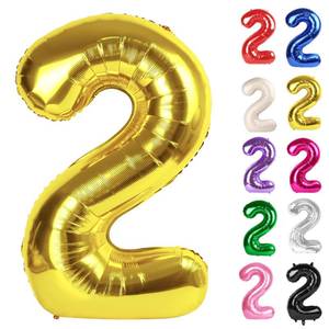 lot 26758 image: Gold Number 2 Balloon 40 Inch, 2 Balloon Number, 2nd Birthday Decorations for Baby Girls Boys Toddlers - Retail $6