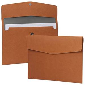 lot 26764 image: FYY File Folder, PU Leather A4 Document Holder File Organizer Filing Envelope Portfolio Case Tablet Sleeve with Magnetic Snap Closure for Home School Office Stationery Brown - Retail $10