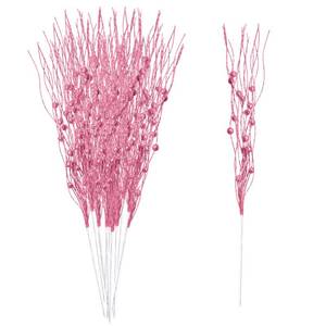 lot 26770 image: 12 PCS Berries Stems Centerpiece Sticks Glitter Christmas Table Decorations Christmas Twigs Table Flower Centerpieces Berries Stems Floral Decorations for Xmas Theme Birthday Party Supplies Pink - Retail $15