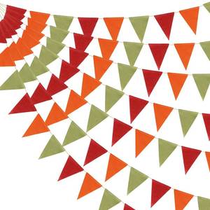 lot 26774 image: HESTYA 42 Pieces Colorful Pennant Banner Flag Orange Red Green Bunting Triangle Banner for Classroom School Carnival Birthdays Garland Outdoor Events Party Hanging Decorations - Retail $9