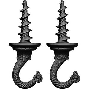 lot 26778 image: Ripeng 2 Pieces 40mm1.57 Inch Swag Ceiling Hooks Wall Hook Heavy Duty Swag Hook Indoor Outdoor for Hanging Plants Chandelier (Black) - Retail $9