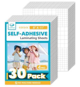 lot 26779 image: T&W SAME FILM 30 Pack Self Adhesive Laminating Sheets, 4mil, 8 x 11 Inch Laminator Sheets, Self Sealing Laminating Sheets for Laminator, Round Corner, No Heat, No Machine Needed - Retail $9