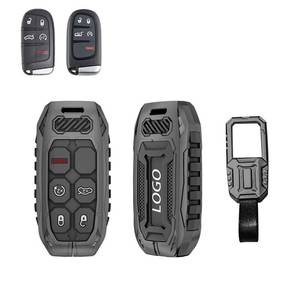 lot 26781 image: Key Fob Cover Key Protective Case Metal Key Shells Compatible with Jeep Wrangler Grand Cherokee Renegade Dodge Durango Challenger Patriot Grand Comander Journey Fiat Dart Chrysler 200 300 Ram 1500 - Retail $25