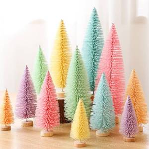 lot 32863 image: Soulchen 12 Pcs Pastel Mini Christmas Trees 4-10 Inch Pink Canyland Christmas Village Centerpieces Tables Decor Bottle Brush Xmas Sisal Trees with Wood Base for Xmas Tabletop DIY Craft (4 Size)