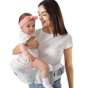 lot 32868 image: HKAI Baby Hip Carrier,Baby Carrier with Adjustable Waistband & Breathable Mesh, Ergonomic Carrier with Non-Slip Hip Seat Surface for Newborns & Toddlers (Light Grey) - Retail $35