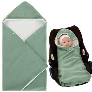 lot 32869 image: VioraWhite Soft Muslin Cotton Car Seat Blankets for Baby Winter Baby Carseat Swaddle Blanket Car Seat Cover Stroller Bunting Bag with Warm Sherpa Lining for Infant Boys Girls Winter Essential, Sage - Retail $20
