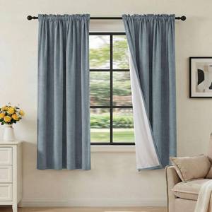 lot 32871 image: H.VERSAILTEX Linen Look 100% Blackout Curtains 63 Inches Long for Bedroom Rod Pocket 42 Inches Wide Linen Textured Thick Window Curtain Drapes with White Backing, Stone Blue, 2 Panels - Retail $34