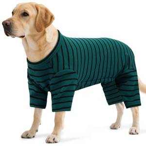 lot 51388 image: LETSQK Striped Dog Pajamas - Pijamas for Small to Large Dogs, Fleece Shedding Suit, Stretchy & Machine-Washable Pjs, Belly Cut for Males, Great for Surgery & Cold Weather, Green 4XL