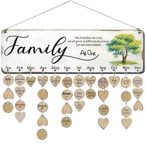 lot 51390 image: Birthday Gifts for Mom Grandma, Wooden Family Birthday Plaque Reminder Calendar Board Wall Hanging, Grandmother in Law Granny Present for Mothers Day Birthday Christmas Gift, FAMILY Sayings Pattern - Retail $23
