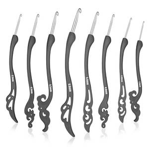 lot 51394 image: Katech Crochet Hooks 8 Pieces Different Sizes (2.5mm-6.0mm) Smooth Knitting Needles Ergonomic Handle Retro Fancy Crochet Needle Hand DIY Crafts Yarn Weaving Tools for Crochet Lovers (Black) - Retail $10
