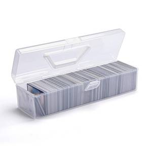lot 51401 image: HOMEE Plastic Trading Card Storage Box, Playing Card Container, Toploader Storage Boxes Large Capacity Collector Card Case,Portable Sports Card Case Holder for Gaming Trading Cards(Cards Not Included) DOES NOT CLOSE  - Retail $10