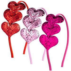 lot 51421 image: Chuangdi 3 Pcs Valentines Day Headband Glitter Heart Headband Sequin 3 Glitter Love Hearts Hair Accessories for Women Valentine Gifts Anniversary New Year(Pink, Rose Red, Red) - Retail $9