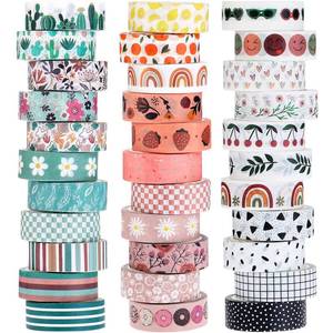 lot 51422 image: TaoBary 33 Rolls Holiday Plaid Washi Tape, 15 mm Seasonal Washi Tape Set Bohemian Colorful Vintage Cute for Card Wrapping Craft(Bohemia Style) - Retail $13